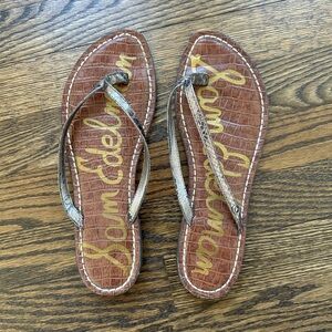 Sam Edelman Tan and Silver Sandals